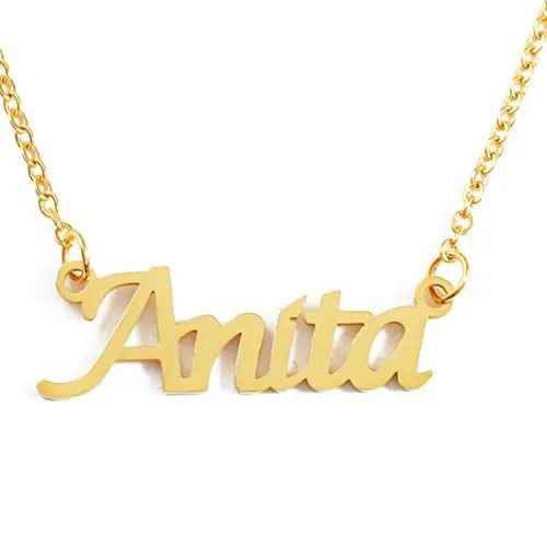 Produktbild: KL Kigu Anita Vergoldet Namenskette Personalisiert Damen Halskette Mit Namen Fashion Schmuck Geschenk Fur Freundin Mutter Schwester