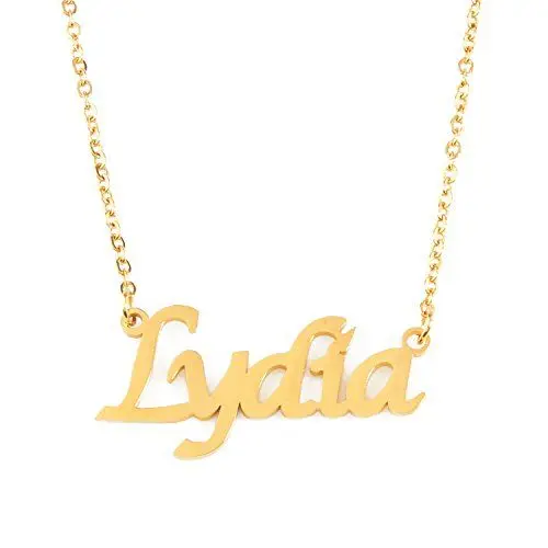 Produktbild: KL Lydia Namenskette – 18 Karat vergoldete Halskette – individuelle Namenskette – personalisierte Geschenke – personalisierter Schmuck für Frauen – Namensanhänger Lydia