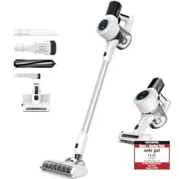 Produktbild: KLAMER Akku-Staubsauger, 420 Watt Kabelloser, Flexibler Handstaubsauger mit verschiedenen Aufsätzen mit LED Licht