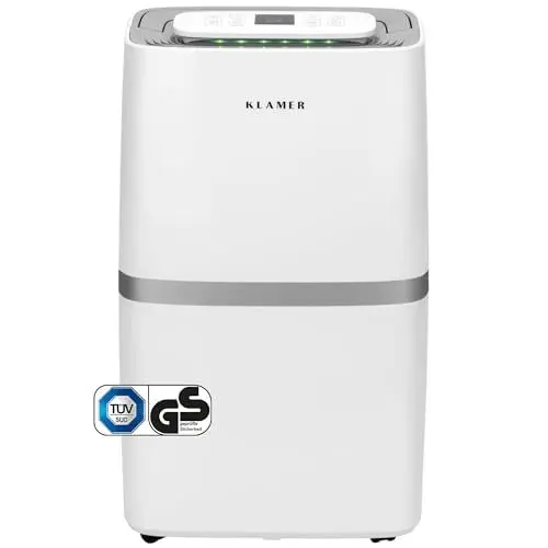 Produktbild: KLAMER Luftentfeuchter elektrisch 25L, 195m³ Luftumwälzung pro Stunde, 420W starker Raumentfeuchter, Entfeuchter mit bis zu 5,5 Liter Fassungsvermögen
