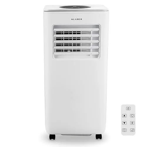 Produktbild: KLAMER Mobile Klimaanlage mit Abluftschlauch und Wassertank, 7000 BTU/h, 3-in-1 Klimagerät für Räume bis 25m², mit Luftentfeuchter, Kühlung und Ventilation für Haus, Wohnung & Büro
