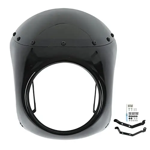 Produktbild: Klanata 7 Zoll Motorrad-Frontscheinwerferverkleidung, Universal-Scheinwerfermaske, Gabelverkleidung für die meisten Motorräder mit runden Scheinwerfern, einfach zu installierendes (Glossy Black)