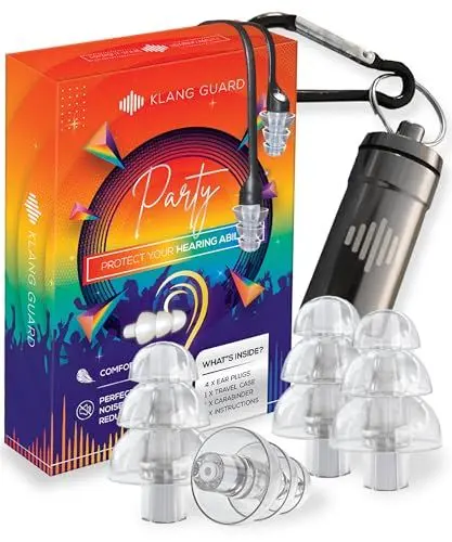Produktbild: KLANG GUARD® Hochwertiger Ohrstöpsel Konzert für hohe Musikqualität - Earplugs Festival und Gehörschutz Konzert Ohrstöpsel Festival - mit praktischem Anhänger und Case - wiederverwendbar