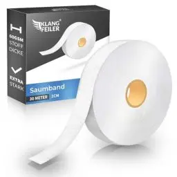 Produktbild: Klangfeiler Saumband 30 Meter I Extra Stark I 20mm Breit I Bügelband für Bügeln I Bügelkleber Vorhänge Gardinen besser als nähen Saumvlies