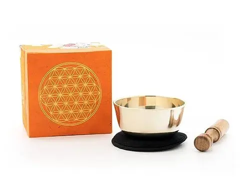 Produktbild: Klangschalen-Set mit Gravur Blume des Lebens Größe M: Handgefertigt in Nepal und natürlich fair gehandelt. (Blume des Lebens Set in Box)