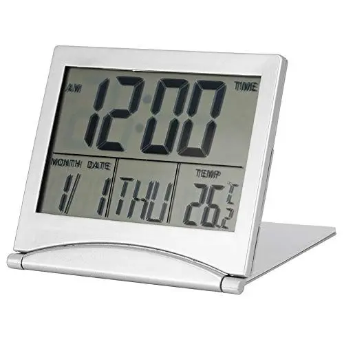Produktbild: Klappbarer Digitaler Wecker, 1 Stück Tragbare Mini-Reiseuhr Klappbarer Digitaler LED-Reisewecker Temperaturkalender Snooze Kompakte Tischuhr für Alle Altersgruppen