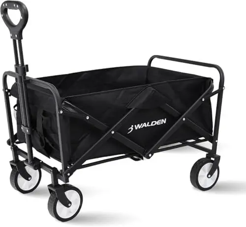 Produktbild: Klappbarer zusammenklappbarer Bollerwagen, Strandkarren mit großer Kapazität, Stabiler klappbarer Bollerwagen tragbar, zusammenklappbarer Wagen für Sport, Einkauf, Camping