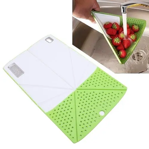 Produktbild: Klappbares Schneide Brett, Schneide Brett mit Reibe, Abtropfen für Obst und Gemüse, Tragbares Schneide Brett für den Außenbereich, Küchen Schneide Brett, Schneide Brett für die