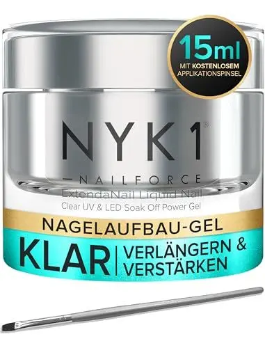 Produktbild: NYK1 Aufbaugel Für Gelnägel (15ml) NailForce Gel Für Gelnägel LED/UV Gel Builder Gel Für Nägel Spitzen Und Verlängerungen - Starker Gel Nägel Verstärker Zur Reparatur Gebrochener Nägel