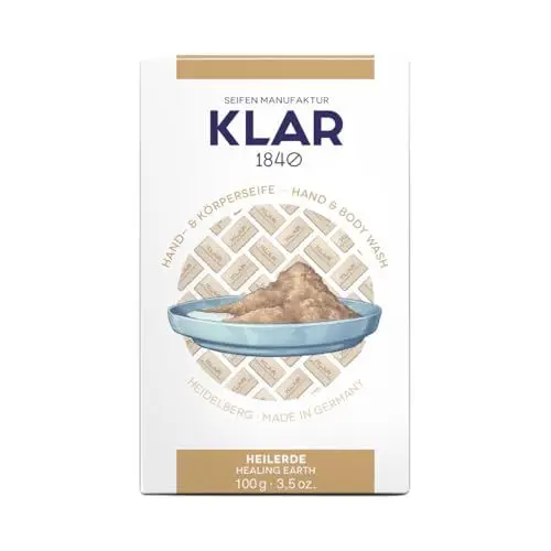 Produktbild: Klar Seifen Heilerdeseife 100g, Cosmos zertifiziert, palmölfrei, geeignet für empfindliche, zu Akne oder Neurodermitis neigende Haut, 10978