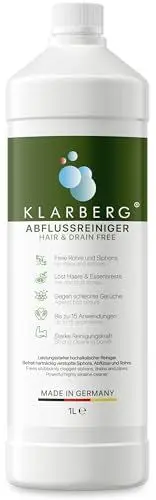 Produktbild: KLARBERG® Abflussfrei (1L) Rohrreiniger Abflussreiniger Toilette, Küche, Bad - EXTREM STARK. Löst Haare, Papier und Essensreste (1L)