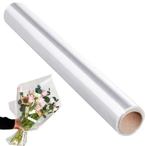 Produktbild: Klare Cellophan Rolle，40 cm x 30 m Klares verpackungspapier Transparent geschenkpapier Cellophan geschenkfolie，für Blumen Geschenkkörbe Wrap (Transparent)
