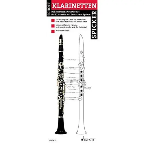 Produktbild: Klarinetten-Spicker: Die praktische Grifftabelle für Klarinette mit deutschem System. Klarinette.