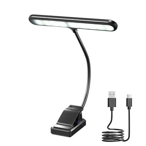 Produktbild: Klarlight 27LED Notenpultleuchte, Notenlampe Klemmbar,4 Farbtemperatur 3 Stufen Dimmbar Lampe für Notenständer,Notenständer Licht USB Wiederaufladbar,Buch Leselampe zum Anklemmen für Klavier Noten