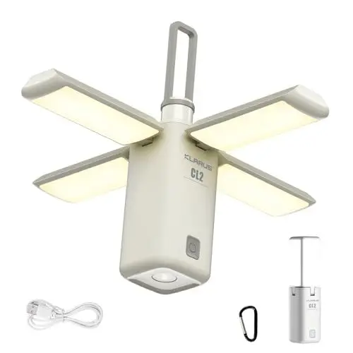 Produktbild: KLARUS CL2 Multifunktional Campinglampe, 10000 mAh wiederaufladbare Deform Camping Licht, 750 Lumen Camping Laterne mit 8 Beleuchtungsmodi, IPX5 für Zelte, Angeln, Notwanderung