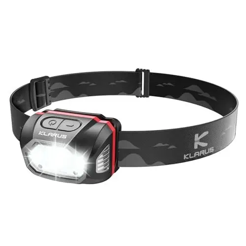 Produktbild: klarus HM1 440 Lumen wiederaufladbare Gestensensor Stirnlampe Kopflampe, 5 Modi 70 Stunden Laufzeit, IPX6 wasserdichtes LED Stirnlampe für Laufen, Camping, Wandern, Jagen…