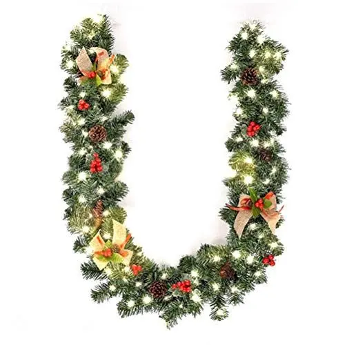 Produktbild: JTLB Klassische Weihnachtsgirlande, 1,8 M, Rote Beeren, Tannenzapfen, PVC, Für Innen- und Außenbereich