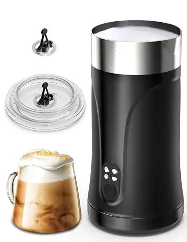 Produktbild: KLEAH Milchaufschäumer Elektrisch 4-in-1, Milchschäumer Elektrisch für Heißer und Kalter, Warme Milch, Elektrischer Milchaufschäumer, Edelstahl Milchschäumer Schwarz