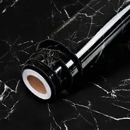 Produktbild: Klebefolie Möbel Marmor Schwarz 60 x 500cm Möbelfolie Selbstklebend Küchenfolie Arbeitsplatte Schrankfolie Tapete Möbel Dekofolie für Fensterbänke Schrank Couchtisch Esstisch und Küchenarbeitsbank