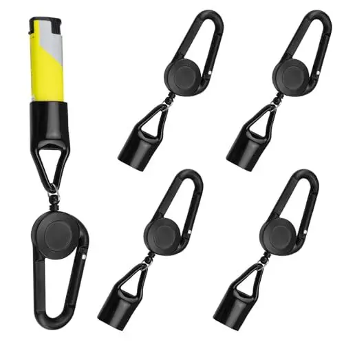 Produktbild: KLEHOPE Feuerzeughalter – 5er Set mit Einziehbarer Schnur & Schlüsselanhänger, Lighter Leash für Clipper & Feuerzeuge, Schutz-Zubehör für Unterwegs