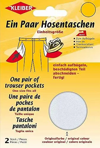 Produktbild: Kleiber + Co.GmbH Ein- Paar-Hosentaschen, weiß, 18,5 cm x 16 cm