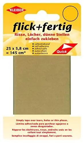Produktbild: Kleiber flick und fertig, selbstklebender Flicken, Risse, Löcher, dünne Stellen einfach zukleben, Nylon zuschneidbar, beige (25 x 5,8 cm)
