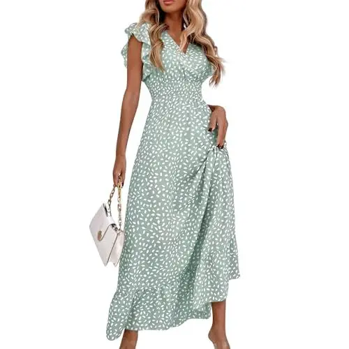 Produktbild: Kleid Festlich Damen Hellblaues Kleid Kurz Cocktailkleider Damen Elegant Strandkaftan Damen Sexy Outfit für Damen Erotisch Country Kleidung Damen Abschlusskleid Damen Sommerkleid Grün M
