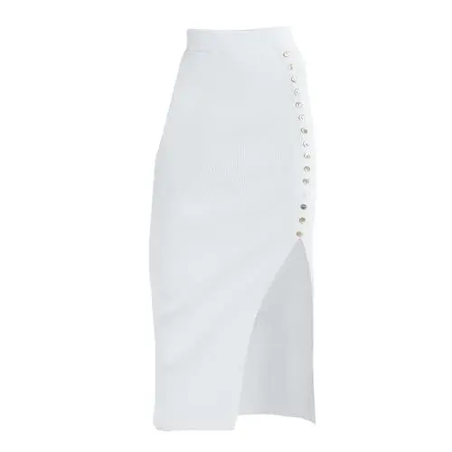 Produktbild: Kleid Hochzeitsgast Sexy schlanker, unregelmäßiger Rock, europäischer und amerikanischer Modetrend, Schubladen-Halbkörperrock Midi Kleid Hochzeitsgast (White, S)