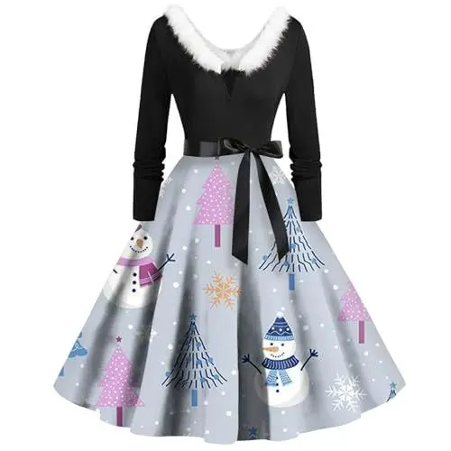 Produktbild: Kleid Weihnachten Damen Silvester Kleid Damen Weihnachtssüßigkeiten Schwarzes Kleid Sexy Pailletten Kleid Damen Festliche Kleider für Damen Kleid A Linie Kleider Weihnachtskleidung Türkis 3XL
