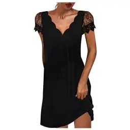 Produktbild: kleid Schwangerschaft schwarzes brautkleid kleid mit ärmeln weiß kleid Kleider Jugendweihe Freizeitkleid firmungs kleid outfits mit Rock volantrock midikleid Sommer kleid Satin enges(A-Schwarz,S)