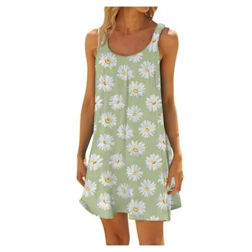 Produktbild: Kleider Damen Weißes Kleid Sommer Sommerkleid Kurze Strandkleider Sommerkleid Damen Elegant Damenkleider Festlich Kleid Schwarz Leinenkleid Damen Damen Kleid Frühlingskleid Damen（6-Yellow,L）