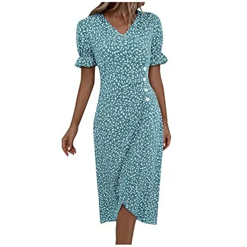 Produktbild: Kleider Damenkleider Festlich Sexy Kleid Damen Etuikleid mit Mantel Baumwollkleider Damen Sommer Party Outfit Damen Elegant Stillkleid Hochzeit Festliche Kleider für Damen Blau S