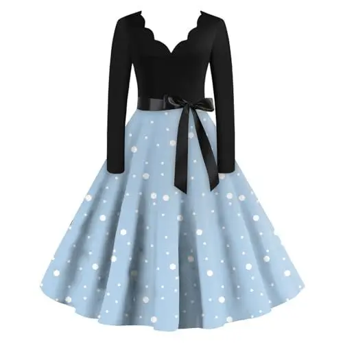 Produktbild: Kleider Elegantes Damen Tunika-Kleid A Linien mit Schleife Cocktailkleid Sexye V Neck Slim Fit Abendkleider Für Partys und Abschlussball Kleider Oversize Freizeit Kleider Türkis 2XL