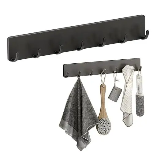 Produktbild: Kleiderhaken Garderobenhaken Garderobe, Kleiderhaken Wand Wandgarderobe mit 7 Haken, Ohne Bohren Jackenaufhänger Selbstklebende Haken Self Adhesive Hooks Handtuchhaken Für Schlafzimmer Badezimmer