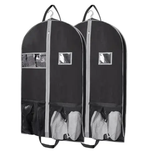 Produktbild: Kleidersack Kleidersäcke Anzugtasche Strapazierfähige Hänge-Anzugtasche Mit 9,9 Cm Seitenfalte Für Herren, Kleidersäcke Mit 2 Großen Netztaschen, Anzughülle Für Reisen Kleiderhülle Anzugsack Kleiderhü