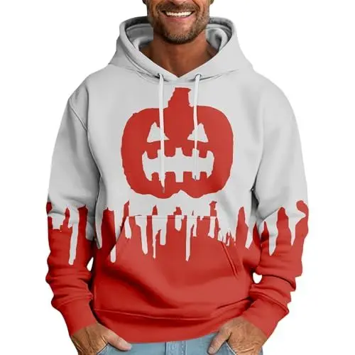 Produktbild: Kleidung Herren Hoody mit Kapuze Halloween KostüM MäNner Kapuzenpullover für Hoodie Bequemes Sweatshirt Winter Freizeit Komfortable Kapuzenjacke Rot
