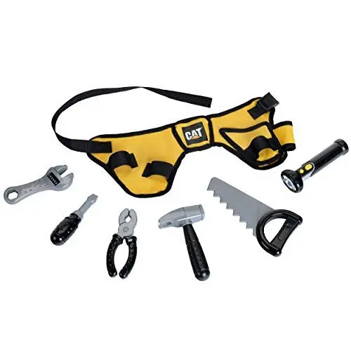Produktbild: Theo Klein 3222 Caterpillar Werkzeuggürtel | Mit robustem Werkzeug wie Hammer, Zange u.v.m. | Batteriebetriebene Taschenlampe | Maße: 76 cm x 24 cm x 4,5 cm | Spielzeug für Kinder ab 3 Jahren
