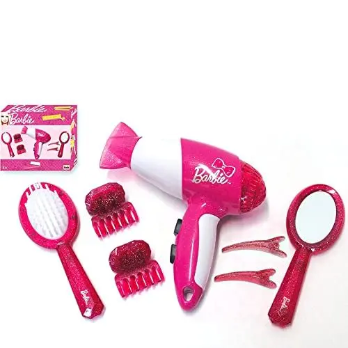 Produktbild: Theo Klein 5790 Barbie Frisier-Set I Zubehör und Accessoires im Barbie-Look I Inkl. Kinder-Föhn mit Kaltluftfunktion I Spielzeug für Kinder ab 3 Jahren