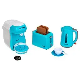 Produktbild: Theo Klein 9519 Bosch Frühstücksset I Küchenzubehör-Set bestehend aus Toaster, Kaffeemaschine und Wasserkocher I Spielzeug für Kinder ab 3 Jahren