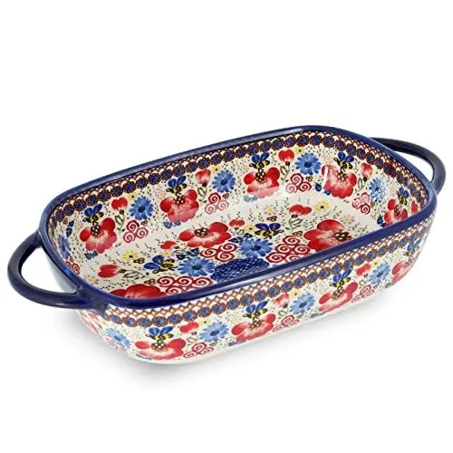 Produktbild: Kleine Auflaufform Für 1 Person, Lasagne Auflaufform Klein 950ml, Ofenform 21x18,5x7 Cm-Biene und Blume-Rechteck 700ml