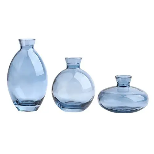 Produktbild: Kleine Knospenvasen, 3er-Set, Glasvasen-Set, Bunte Klare Vase, Dekorative Knospenvase, Sukkulentenvasen, Boho-Vasen für Hochzeit, Zuhause, Tischdekoration(Blau)