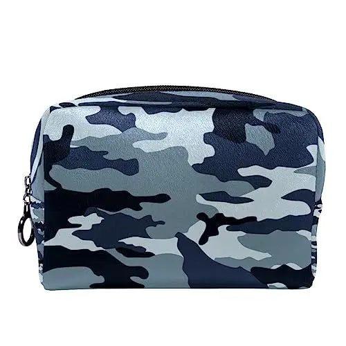 Produktbild: Kleine Make-up-Tasche für Frauen,Reise-Kosmetiktasche,Klassisches Blaugrau-Camouflage,Kosmetik-Make-up-Organizer zum Mitnehmen