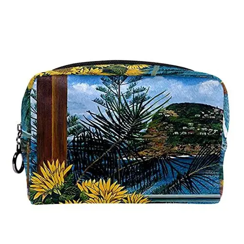 Produktbild: Kleine Make-up-Tasche für Frauen,Reise-Kosmetiktasche,Sonnenblumenhaus, Zimmer, Strand,Kosmetik-Make-up-Organizer zum Mitnehmen