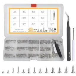 Produktbild: Kleine Schrauben Set, 1300 Stk Selbstschneidende Schrauben, Mini Schrauben Set, Mikro Rundkopf Kreuzschlitzschrauben Sortiment Set für Brillen Uhren Kameras Laptops Schrauben, M1/M1.2/M1.4/M1.7
