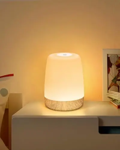 Produktbild: FOMYHEARD Kleine kabellose Tischlampe, Nachttischlampe LED Touch Dimmbar mit warmem Licht und 256 RGB-Farbwechsel, Akku wiederaufladbare Lampe, Stilllicht ca