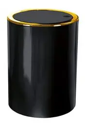 Produktbild: Kleine Wolke Golden Clap Kosmetikeimer, ABS, Schwarz, Eimer 5 L, Zylindrisch
