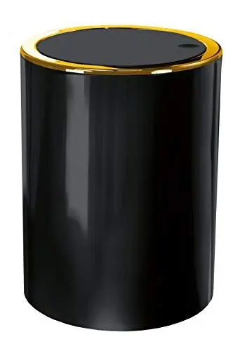 Produktbild: Kleine Wolke Golden Clap Kosmetikeimer, ABS, Schwarz, Eimer 5 L, Zylindrisch