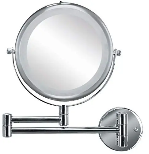 Produktbild: Kleine Wolke Kosmetikspiegel Brilliant Mirror mit 5-facher Vergrößerung und LED Beleuchtung, Größe: 25 x 27 x 3,5 cm, Material: Metall/Glas/LED, Silber