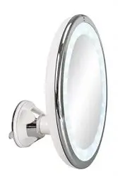 Produktbild: Kleine Wolke Kosmetikspiegel Flexy Max mit 10-facher Vergrößerung und LED Beleuchtung, Durchmesser 20 cm, Material: ABS/Glas