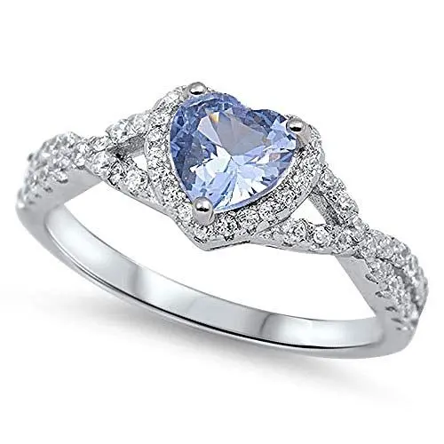 Produktbild: kleine Schätze Damen-Ring/Verlobungsring/Ehering - 925 Sterlingsilber Aquamarin Zirkonia Herz